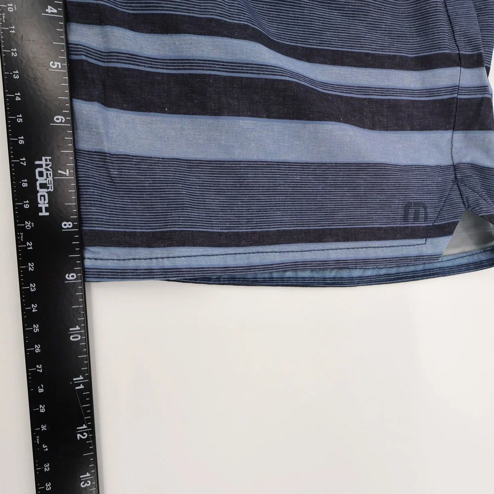 Travis Mathew Board Shorts‎ Blue Grey Striped Swim Trunks Mens XL Inseam 9